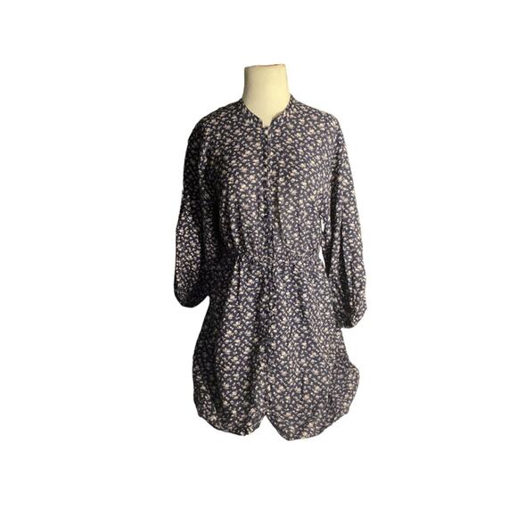 Joie Floral Button Front Mini Dress Cottagecore Boho Navy XXS - Picture 2 of 5
